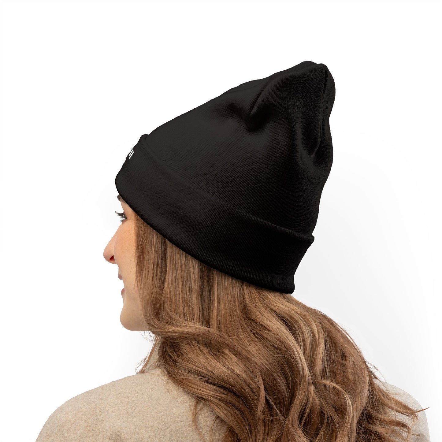 Embroidered Knit Beanie Black