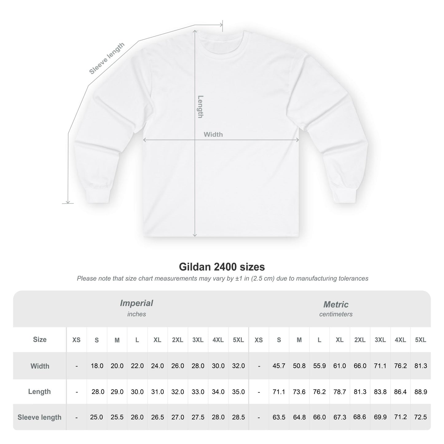 Unsiex Long Sleeve Tee White
