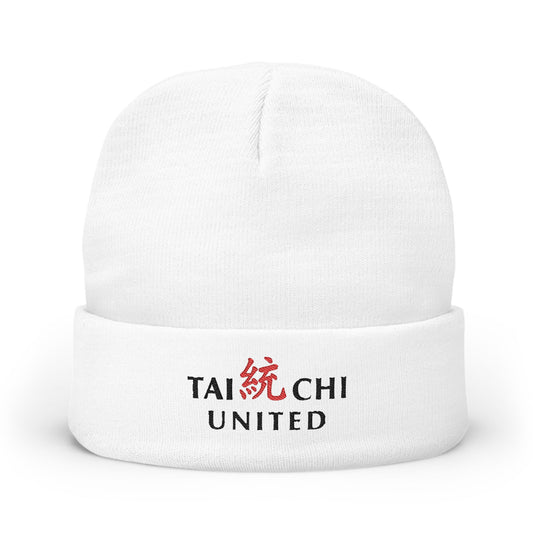 Embroidered Knit Beanie White