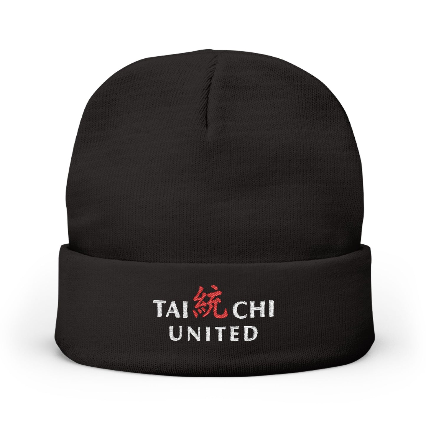 Embroidered Knit Beanie Black
